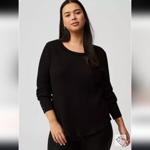 Torrid Waffle Cotton Crew Neck Long Sleeve Tee Black Size 5x